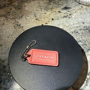 Coach Coral Leather Tag Keychain